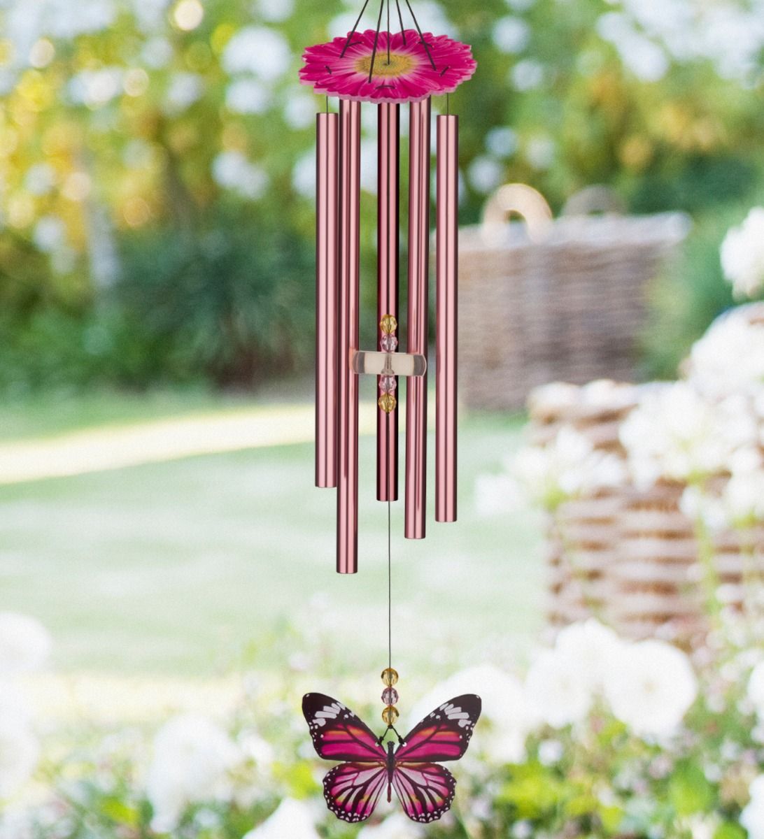Regal Butterfly Pink Monarch 32" Wind Chime