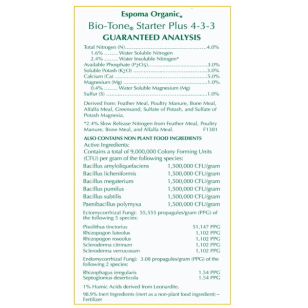 Espoma Bio Tone Label