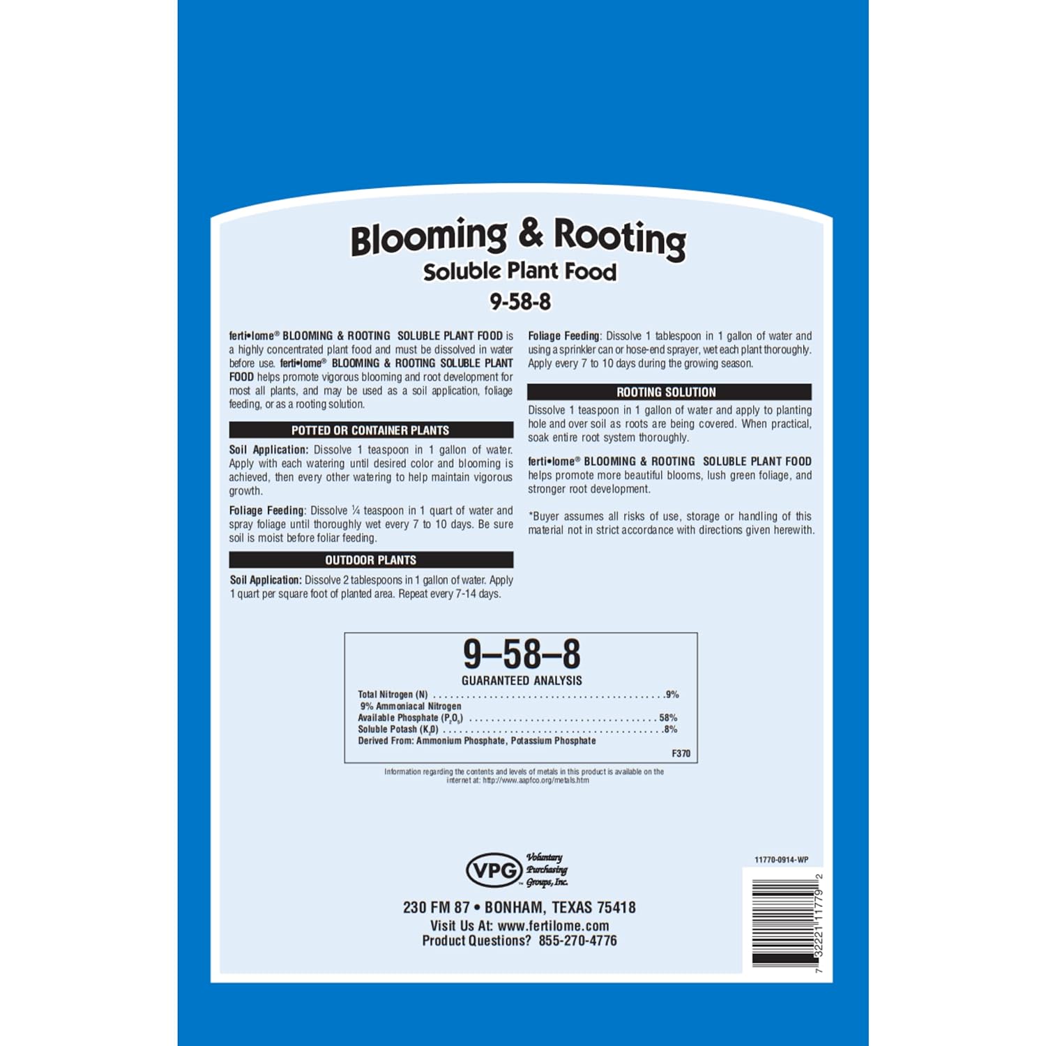 Fertilome Blooming Rooting Label