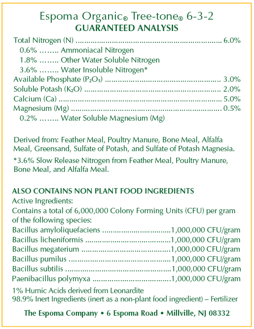Espoma Tree Tone Label