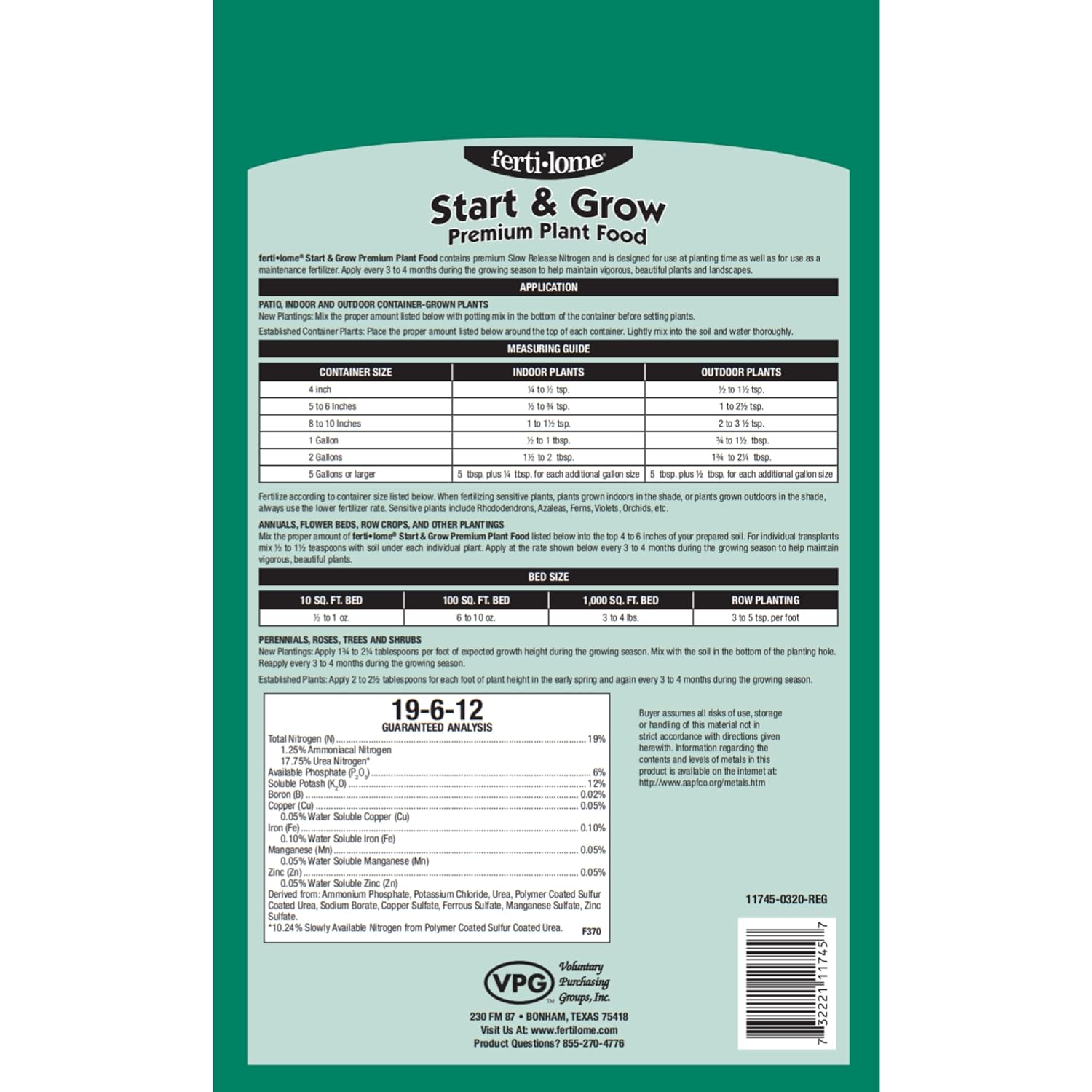 Fertilome Start N Grow back Label