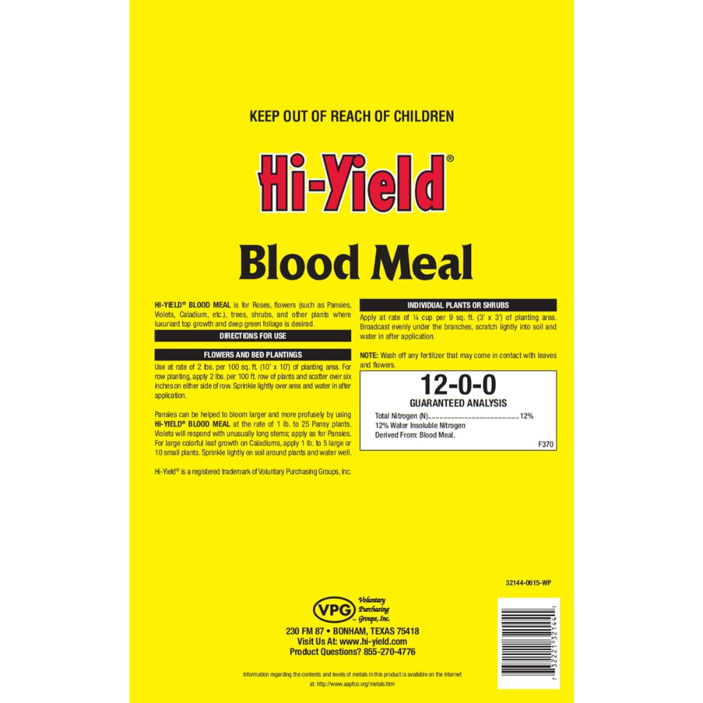 Hi-Yield Blood Meal Back Label LRG
