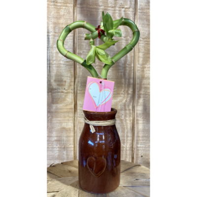 Eve's Bamboo Heart Brown Vase