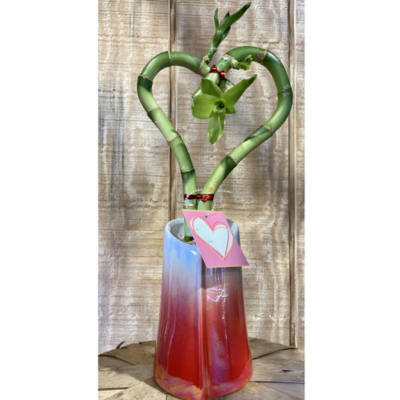 Eve's Bamboo Heart Ombre Red Vase