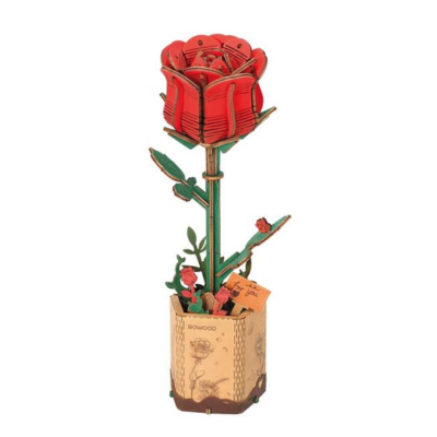 3D Wooden Puzzle Red Rose