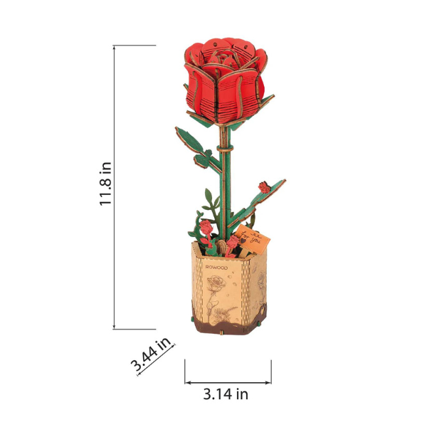 3D Wooden Puzzle Red Rose