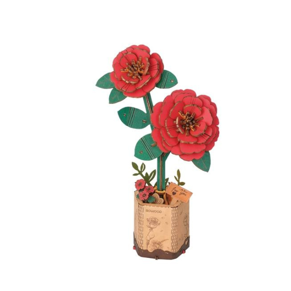 3D Wooden Puzzle Red Camelia