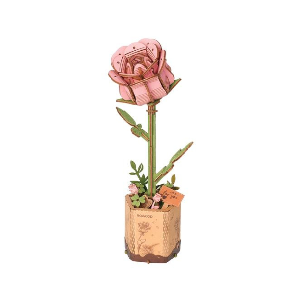 3D Wooden Puzzle Pink Rose